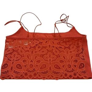 Gilly Hicks Women's Crop Tank Cami‎ Lace Back Tank Top Burnt Orange; Medium